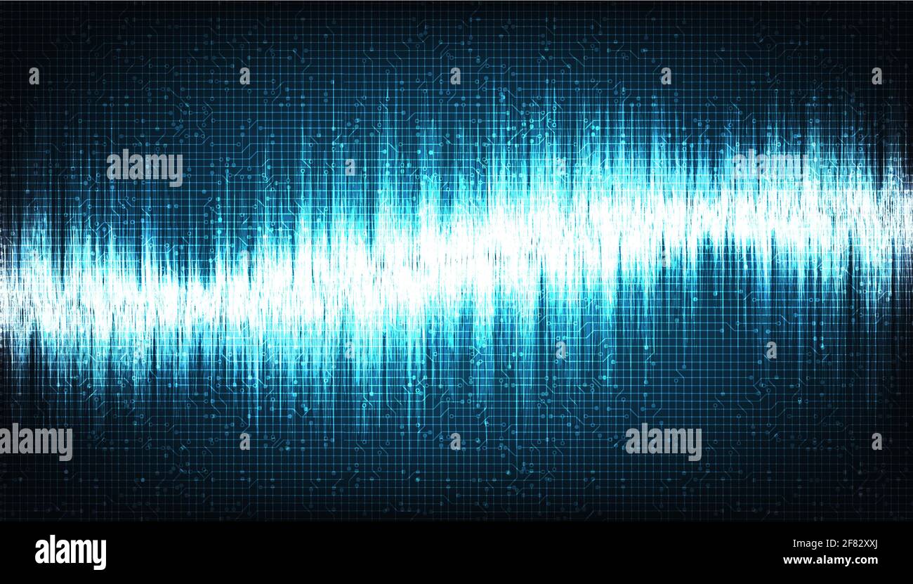 Futuristic Digital Sound Wave on Light Blue Background,technology and ...