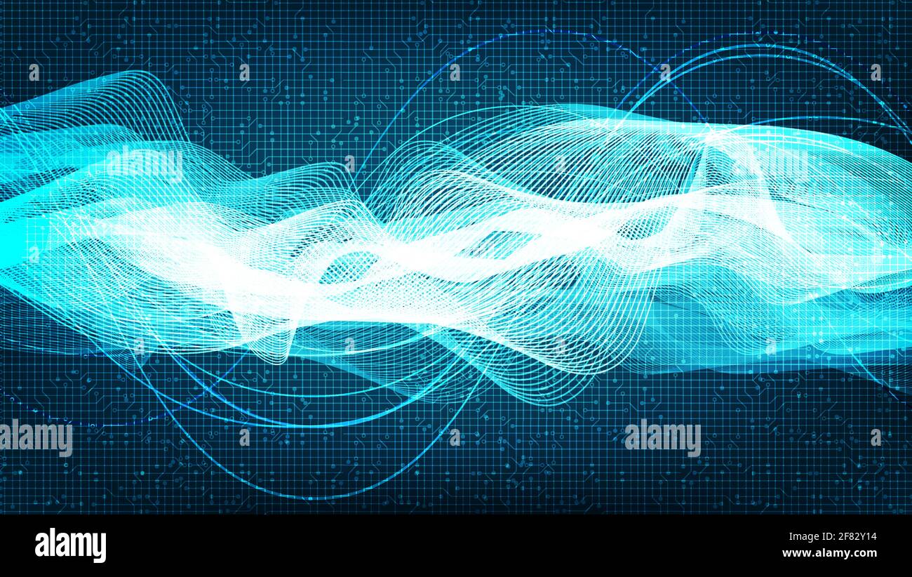 Abstract Light Digital Sound Wave with technology background vector ...