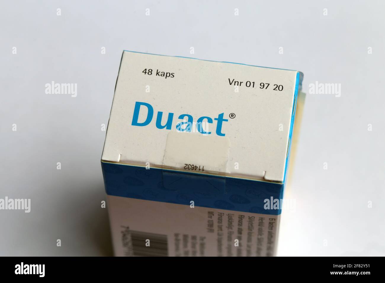 Duact capsules - allergy and cold drug including acrivastine 8 mg and pseudoephedrine hydrochloride 60mg. Can be abused as a stimulant. Stock Photo