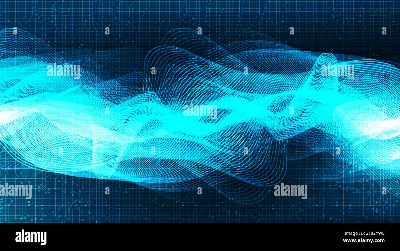 Abstract Light and Dark Digital Sound Wave with technology background ...