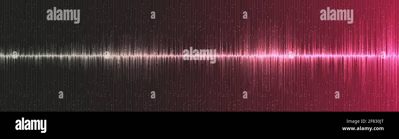Panorama Black and Pink Sound Wave Background,technology and earthquake wave diagram concept,design for music studio and science,Vector Illustration. Stock Vector