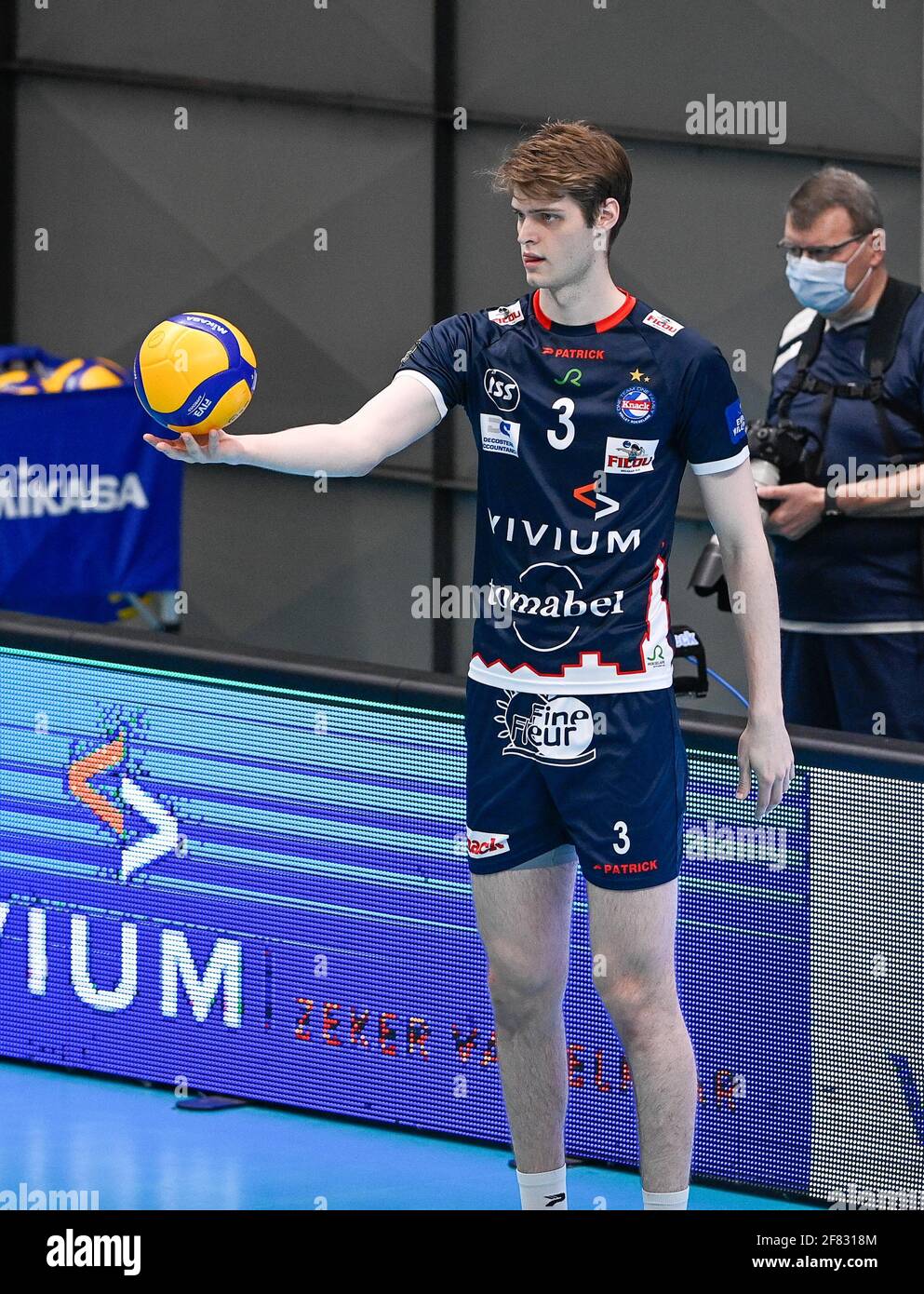Roeselare, Belgium. 10th Apr, 2021. American George Huhmann of Roeselare  pictured during a Volleyball game between Knack Volley Roeselare and  Greenyard Maaseik, the third game in a best of five in the