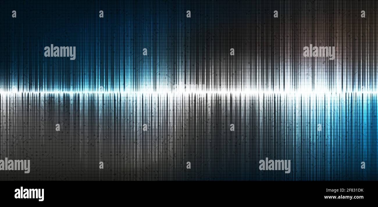Black And Blue Digital Sound Wave on Technology Background Vector. Stock Vector