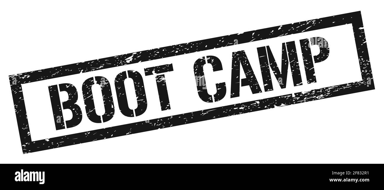 BOOT CAMP black grungy rectangle stamp sign. Stock Photo