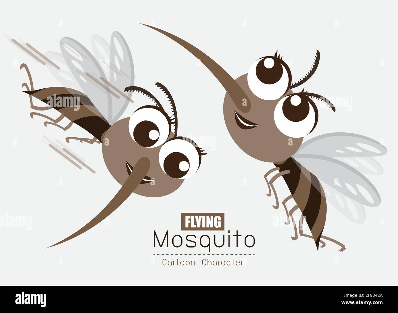 Vector Flying Mosquito Cartoon Character design; Cute style concept. Stock Vector