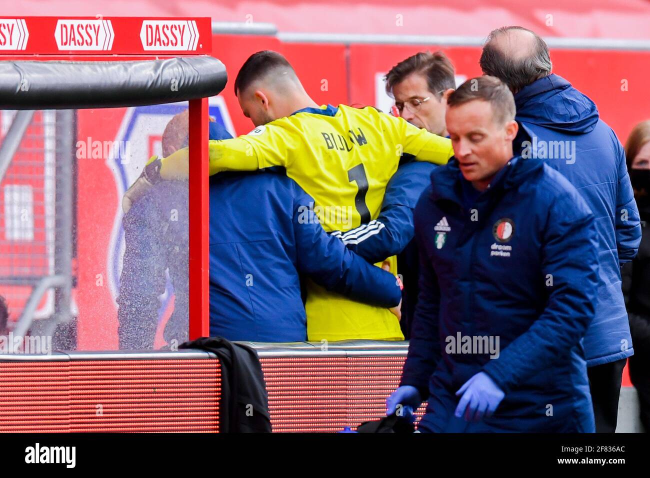 Utrecht Netherlands April 11 Injury Goalkeeper Justin Bijlow Of Feyenoord Rotterdam During The Eredivisie Match Between Fc Utrecht And Feyenoord A Stock Photo Alamy