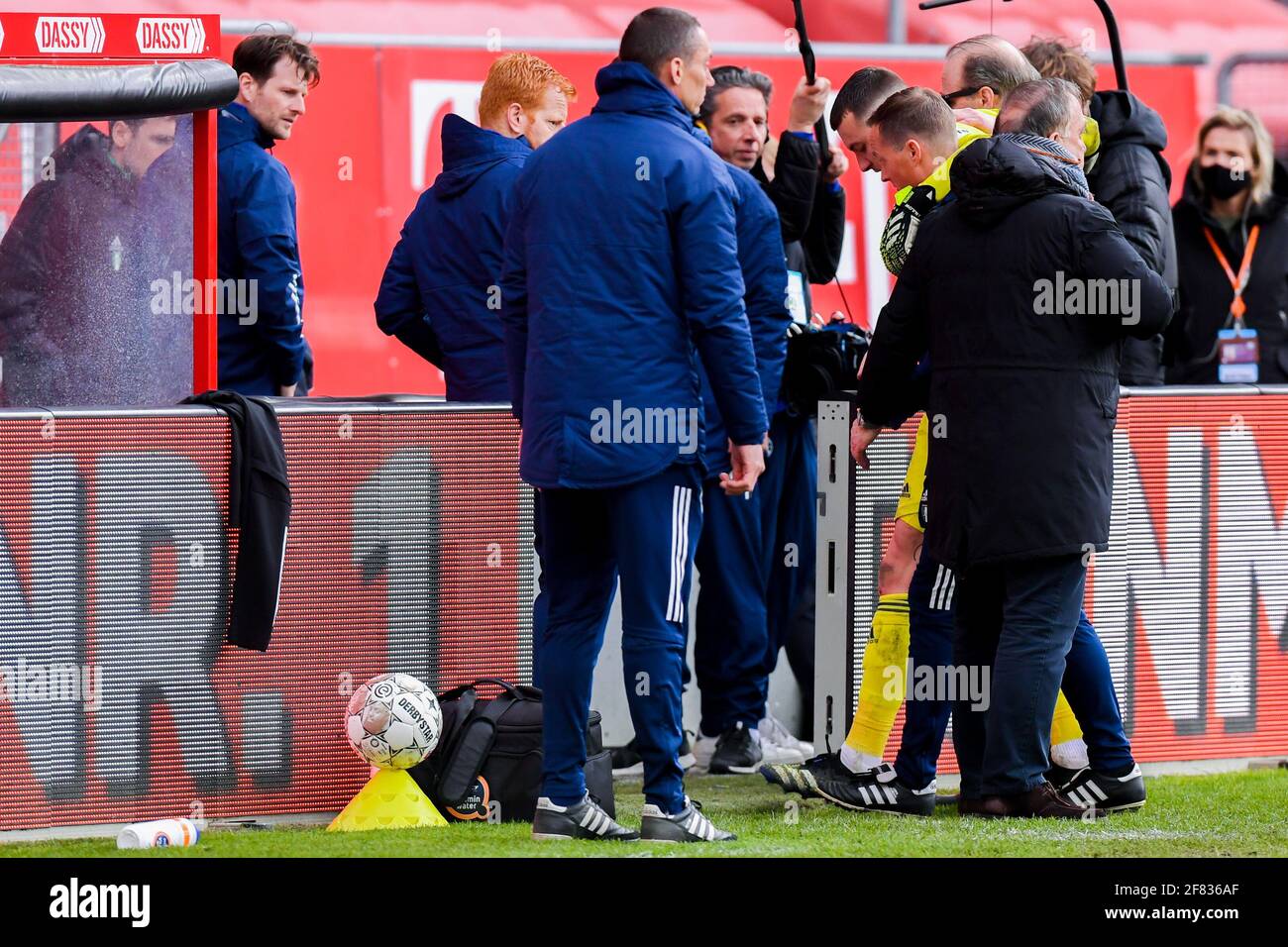 Utrecht Netherlands April 11 Injury Goalkeeper Justin Bijlow Of Feyenoord Rotterdam During The Eredivisie Match Between Fc Utrecht And Feyenoord A Stock Photo Alamy