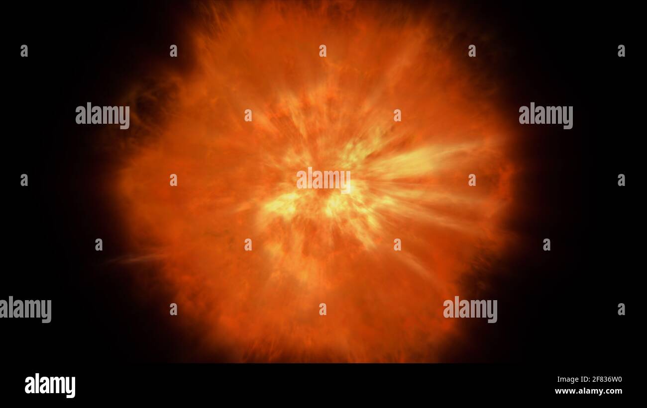 fire flame ball explosion in space, abstract illustration Stock Photo ...