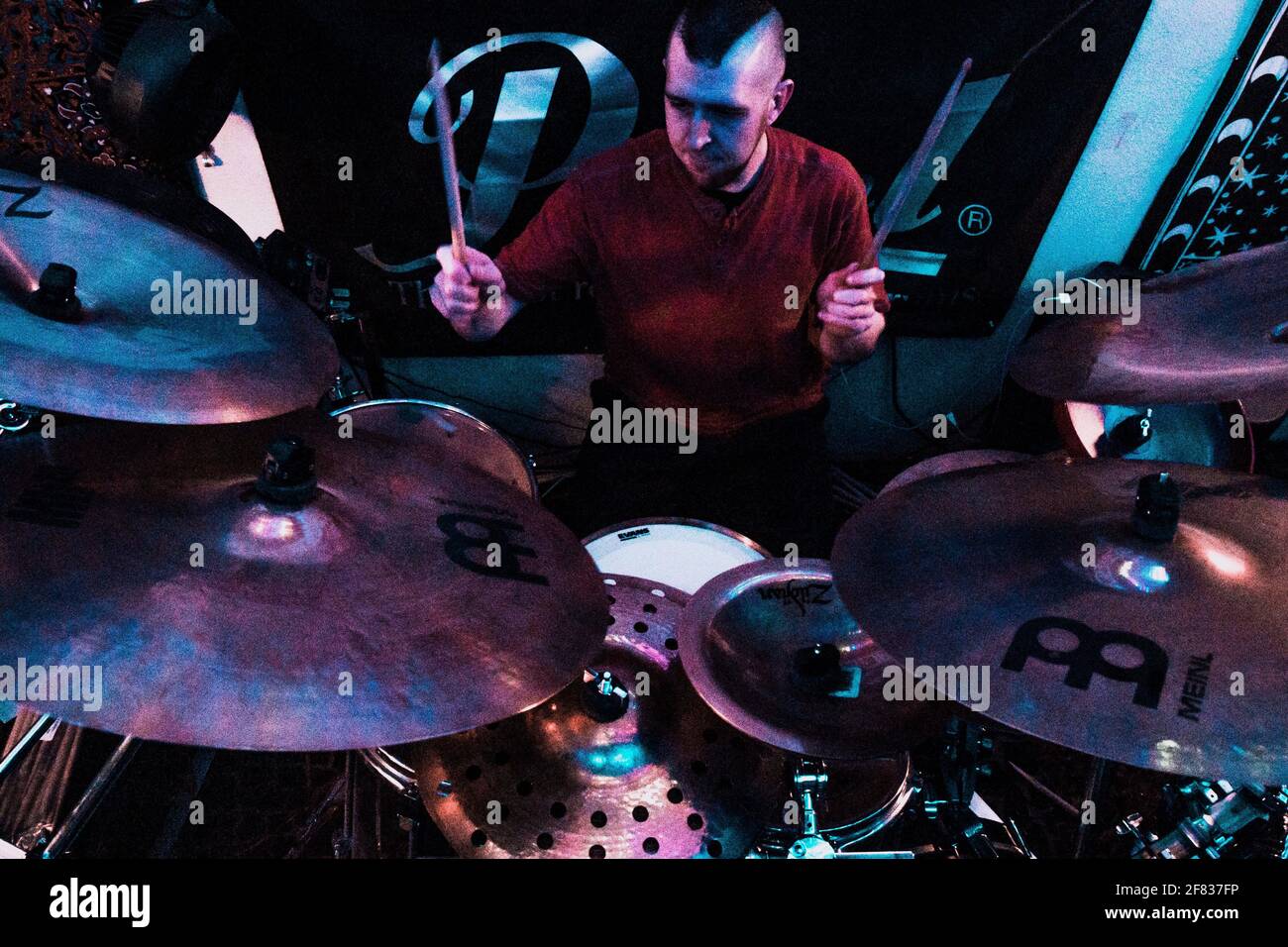Drum practice, drummer and cymbals Stock Photo Alamy