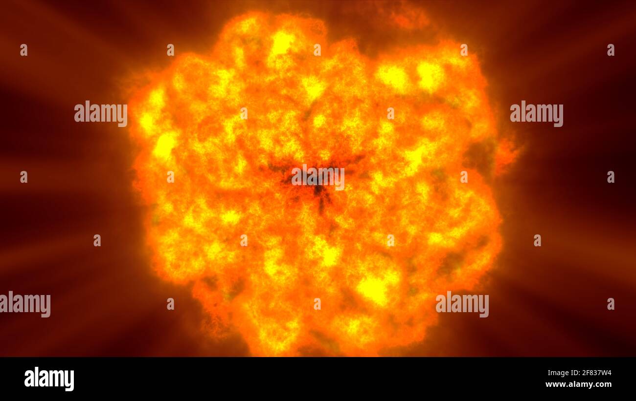 fire flame ball explosion in space, abstract illustration Stock Photo ...