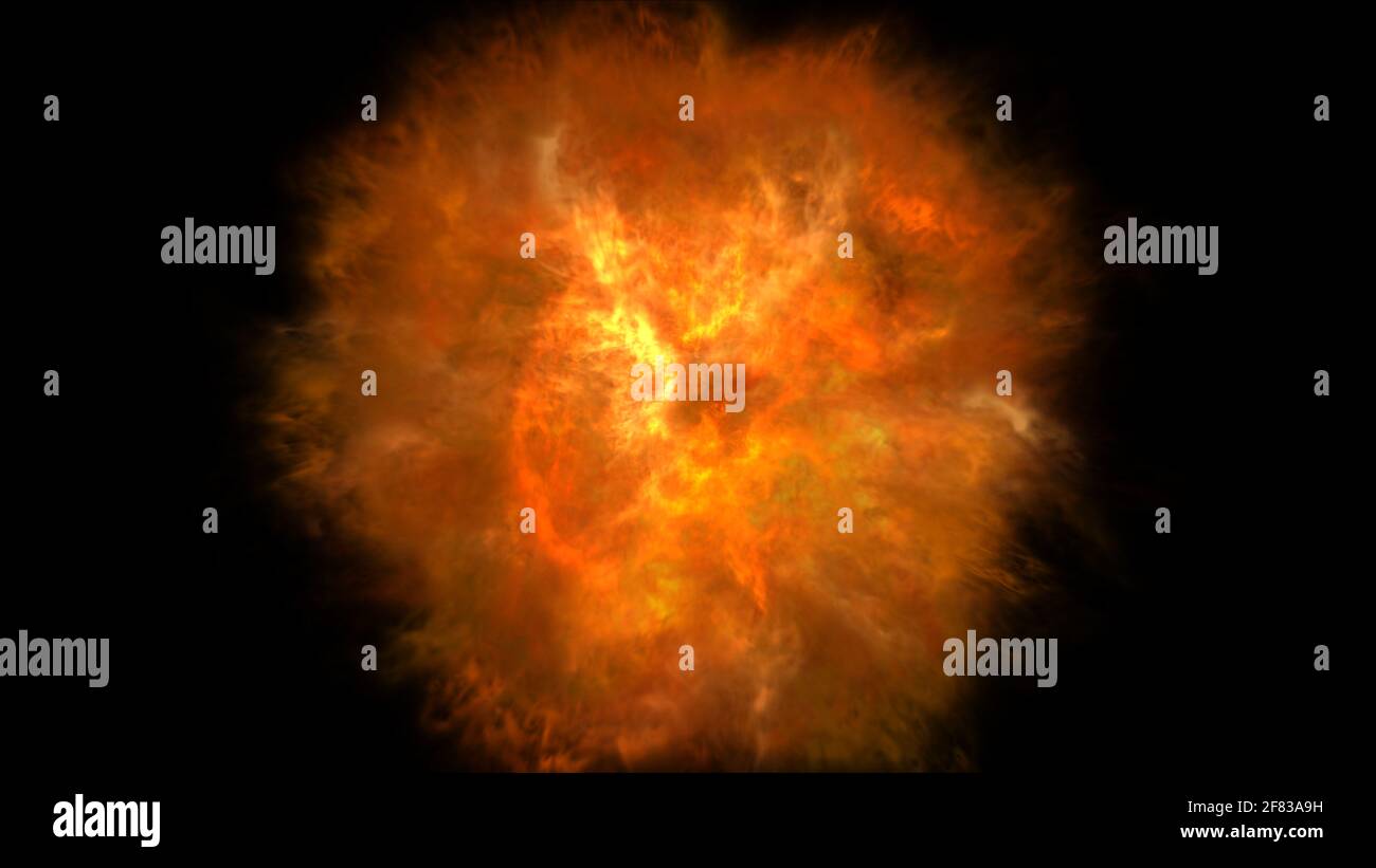 fire flame ball explosion in space, abstract illustration Stock Photo ...