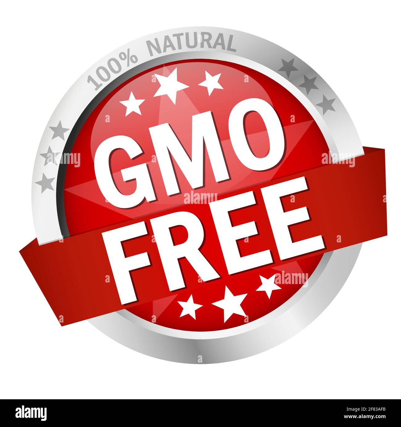 EPS 10 vector with round colored button with banner and text gmo free Stock Vector