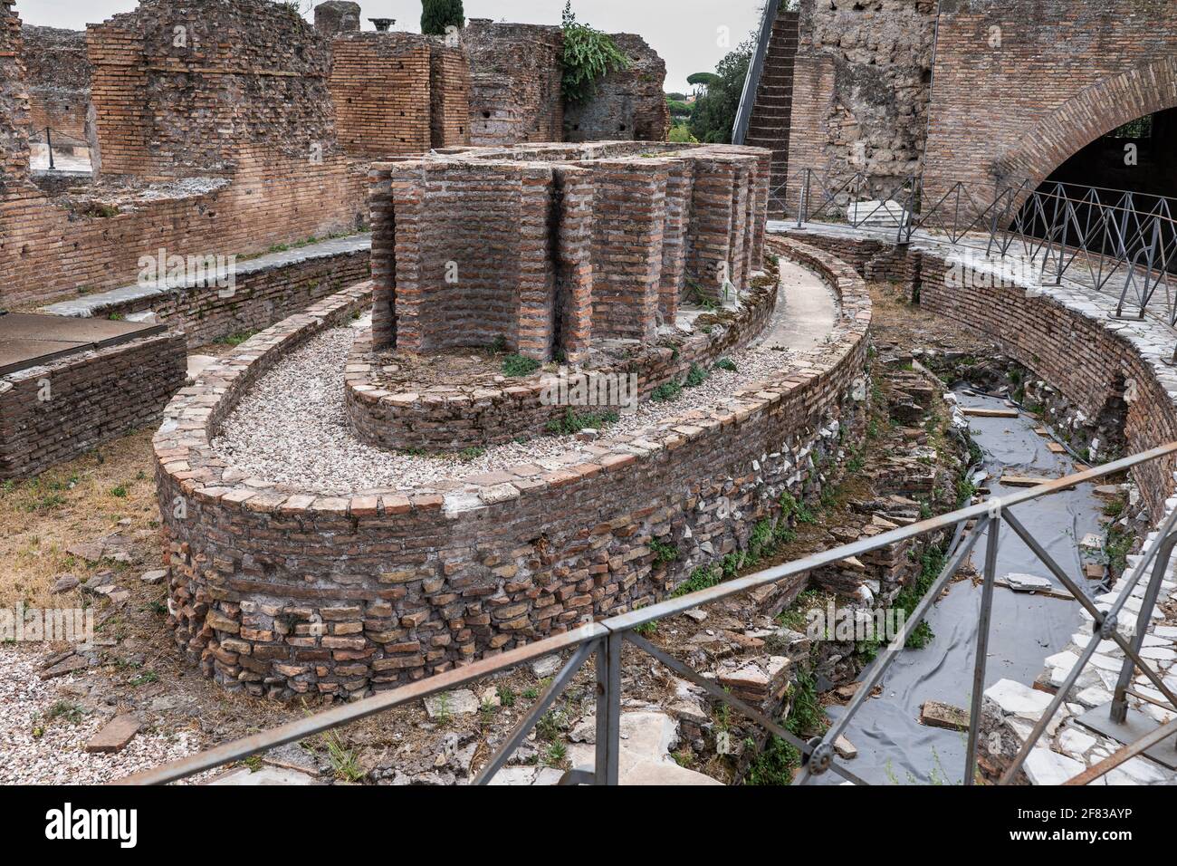 Elliptical nymphaeum in Domus Flavia (Flavian Palace) part of the Palace of Domitian on Palatine Hill in Rome, italy Stock Photo