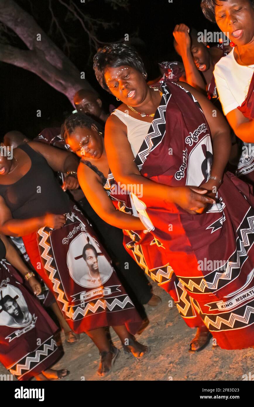 PRETORIA, SOUTH AFRICA - Apr 24, 2019: African dancers ethnical cultural dancing ritual at the fire Stock Photo