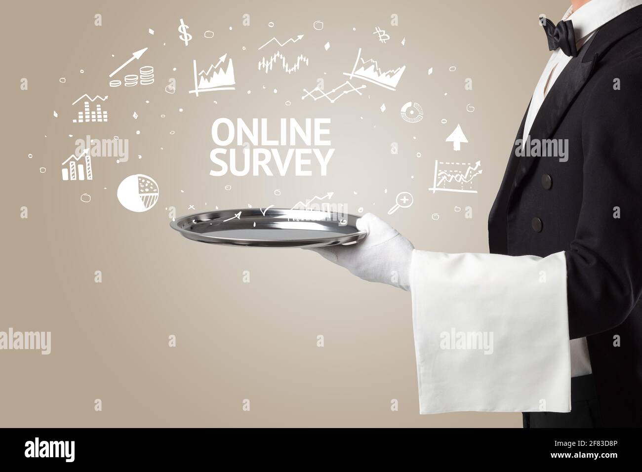 Waiter serving business idea concept Stock Photo