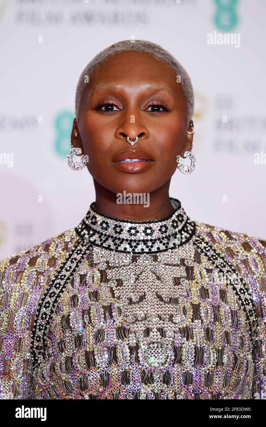 Cynthia Erivo arrives for the EE BAFTA Film Awards at the Royal Albert Hall in London. Picture date: Sunday April 11, 2021. Stock Photo