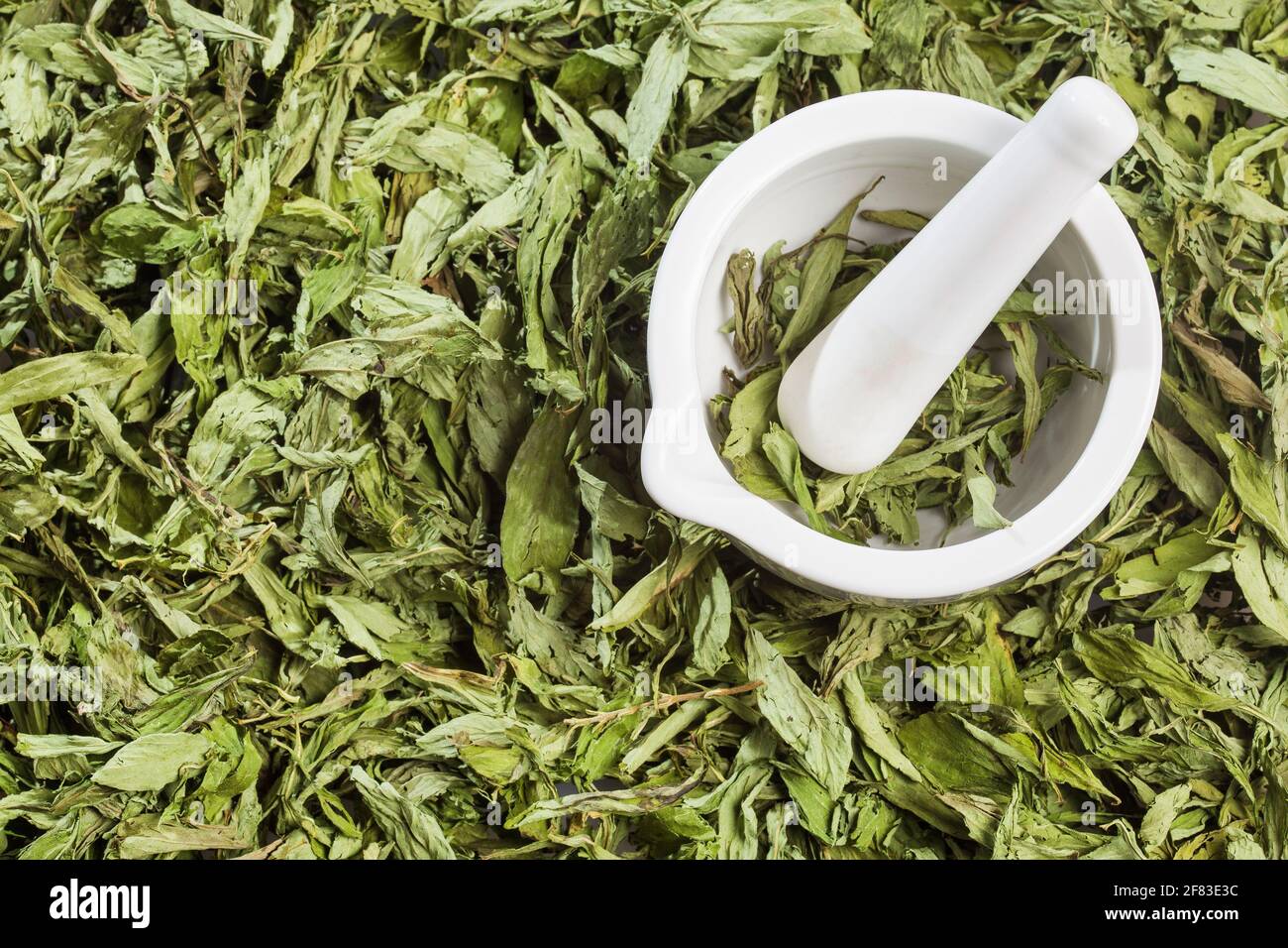 Dry stevia leaves Stevia rebaudiana. Top view Stock Photo Alamy