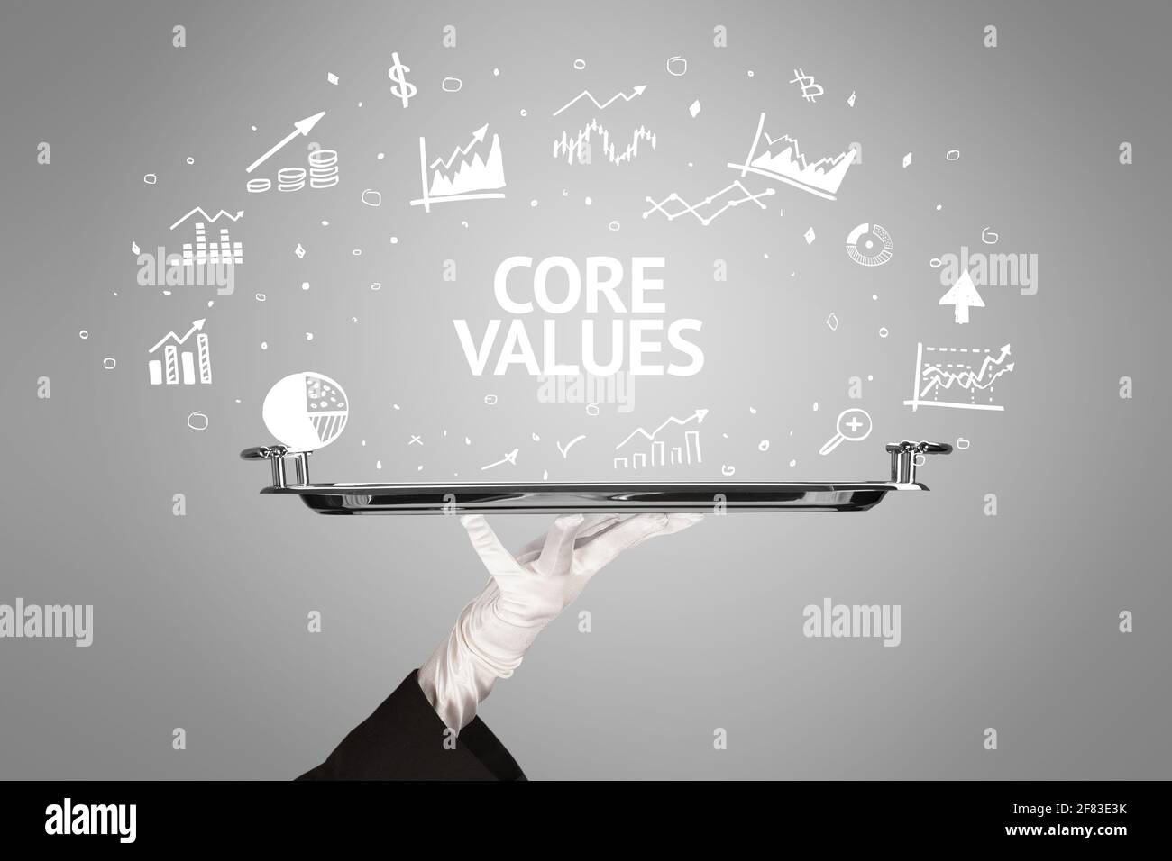 Waiter serving business idea concept Stock Photo