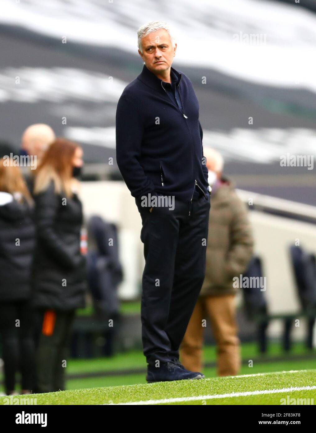 Tottenham Hotspur manager Jose Mourinho before the Premier League match at the Tottenham Hotspur Stadium, London. Picture date: Sunday April 11, 2021. Stock Photo
