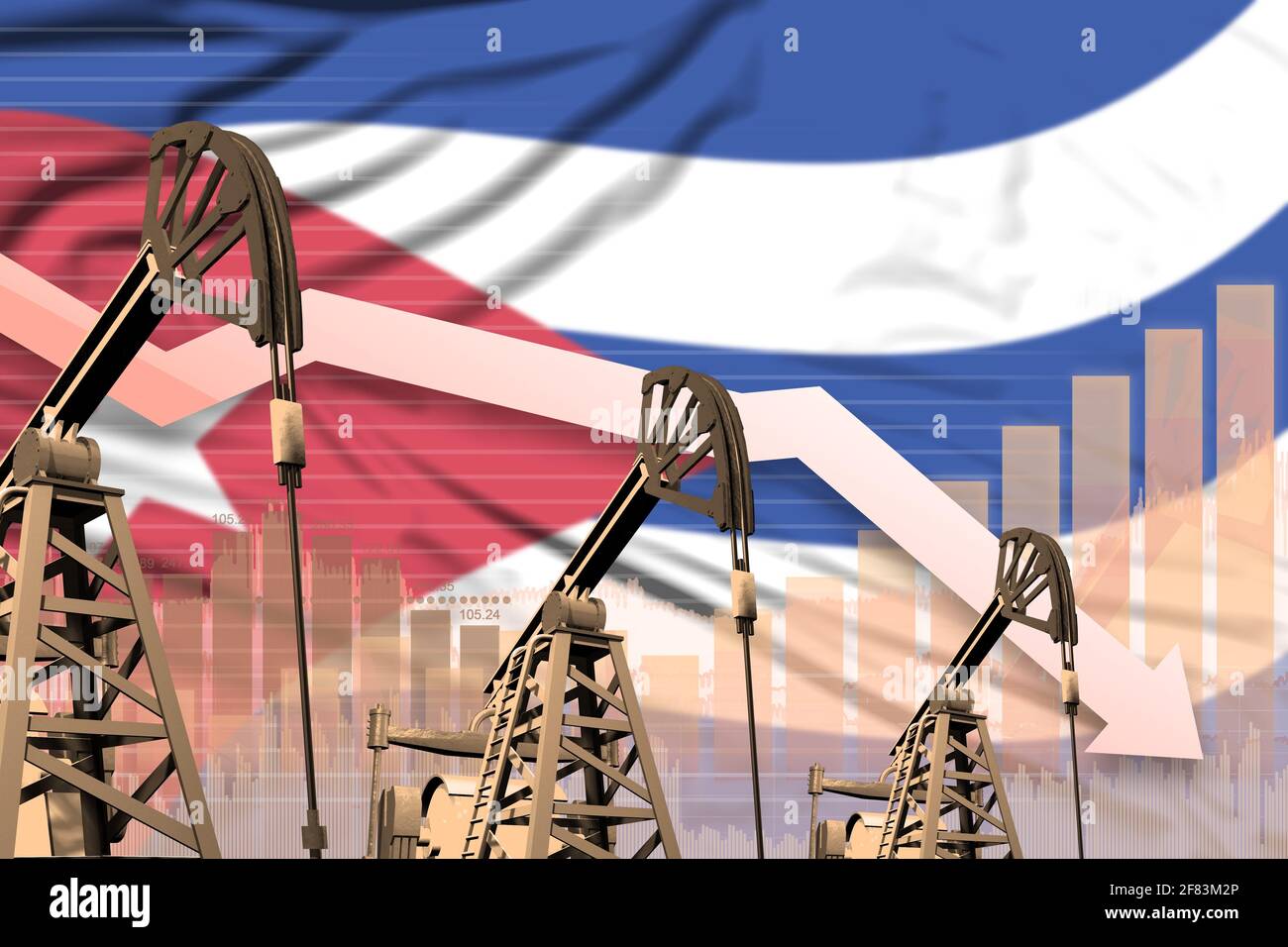 Cuba oil industry concept, industrial illustration - lowering down ...