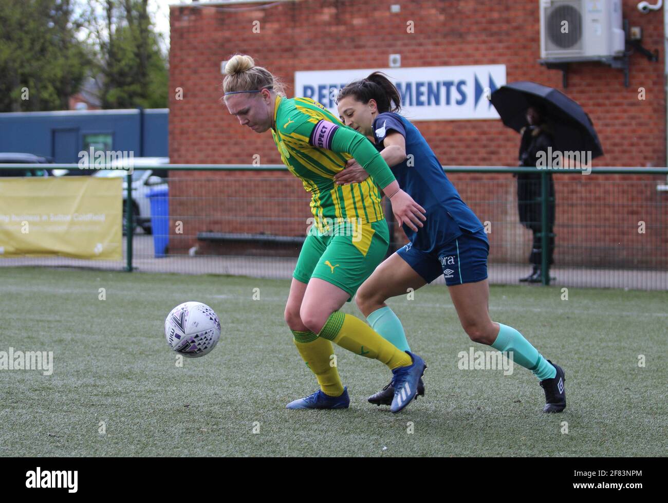 Birmingham Uk 11th Apr 21 Hannah George 3 West Bromwich Albion Defending The Ball At The Vitality Womens Fa Cup Game Between West Bromwich Albion And Derby County At Coles Lane In