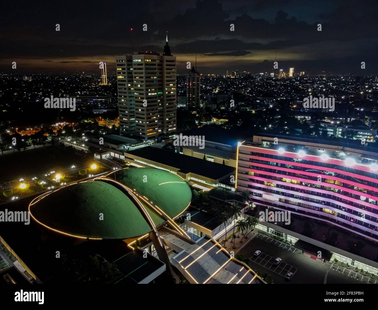 Aerial drone view of the Indonesia Parliament Complex, which is also ...