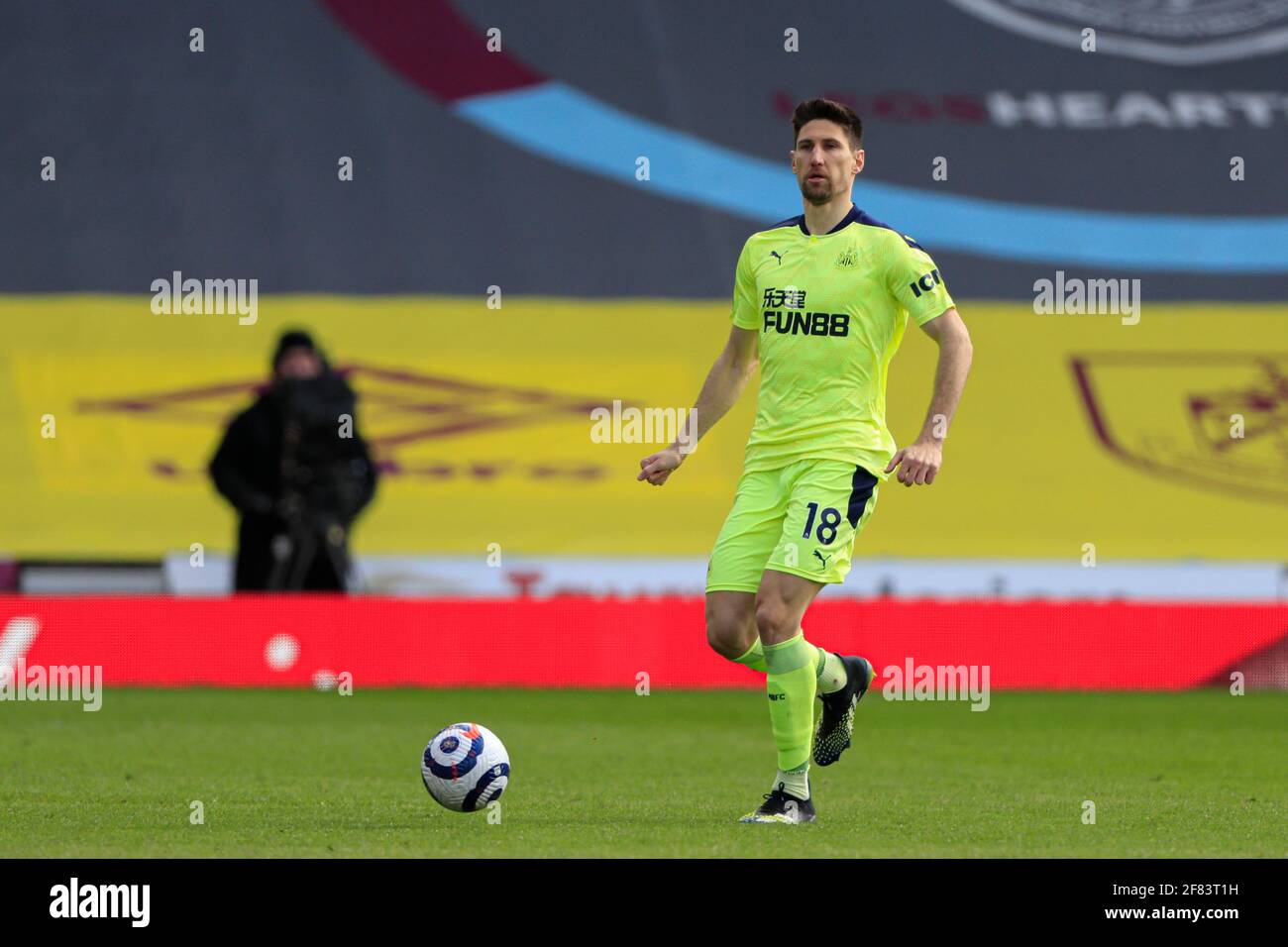 Burnley, UK. 10th Apr, 2021. Federico Fernandez #18 of Newcastle United in Burnley, UK on 4/10/2021. (Photo by Conor Molloy/News Images/Sipa USA) Credit: Sipa USA/Alamy Live News Stock Photo