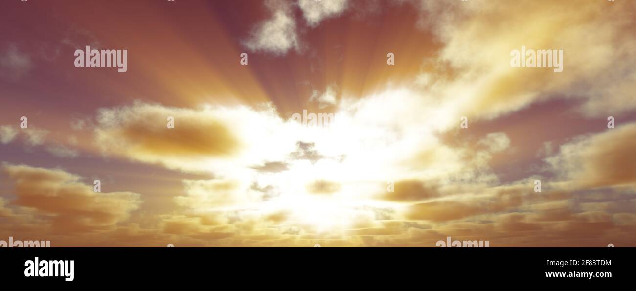 Sunset / sunrise with clouds, light rays and other atmospheric effect ...