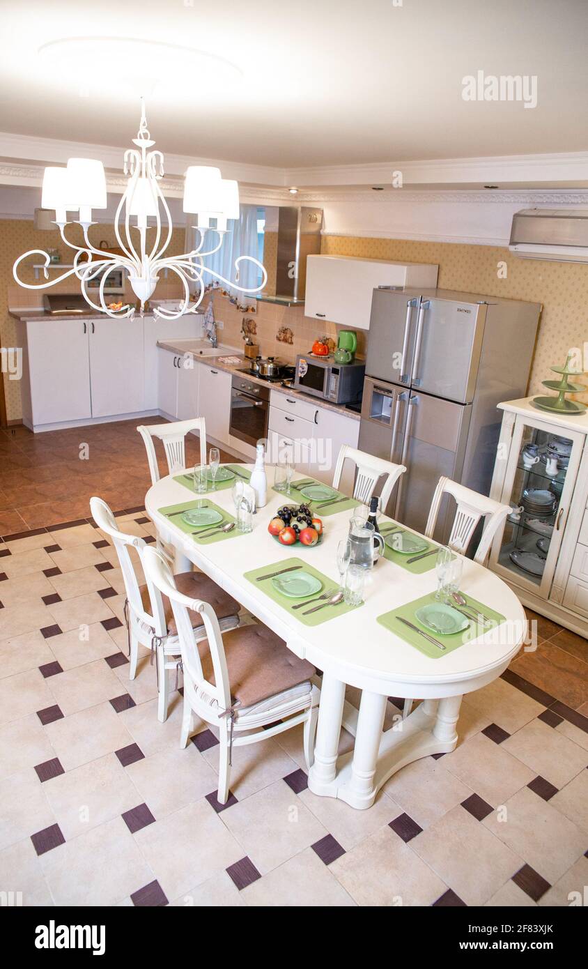 Dining area in the kitchen view from above Stock Photo - Alamy