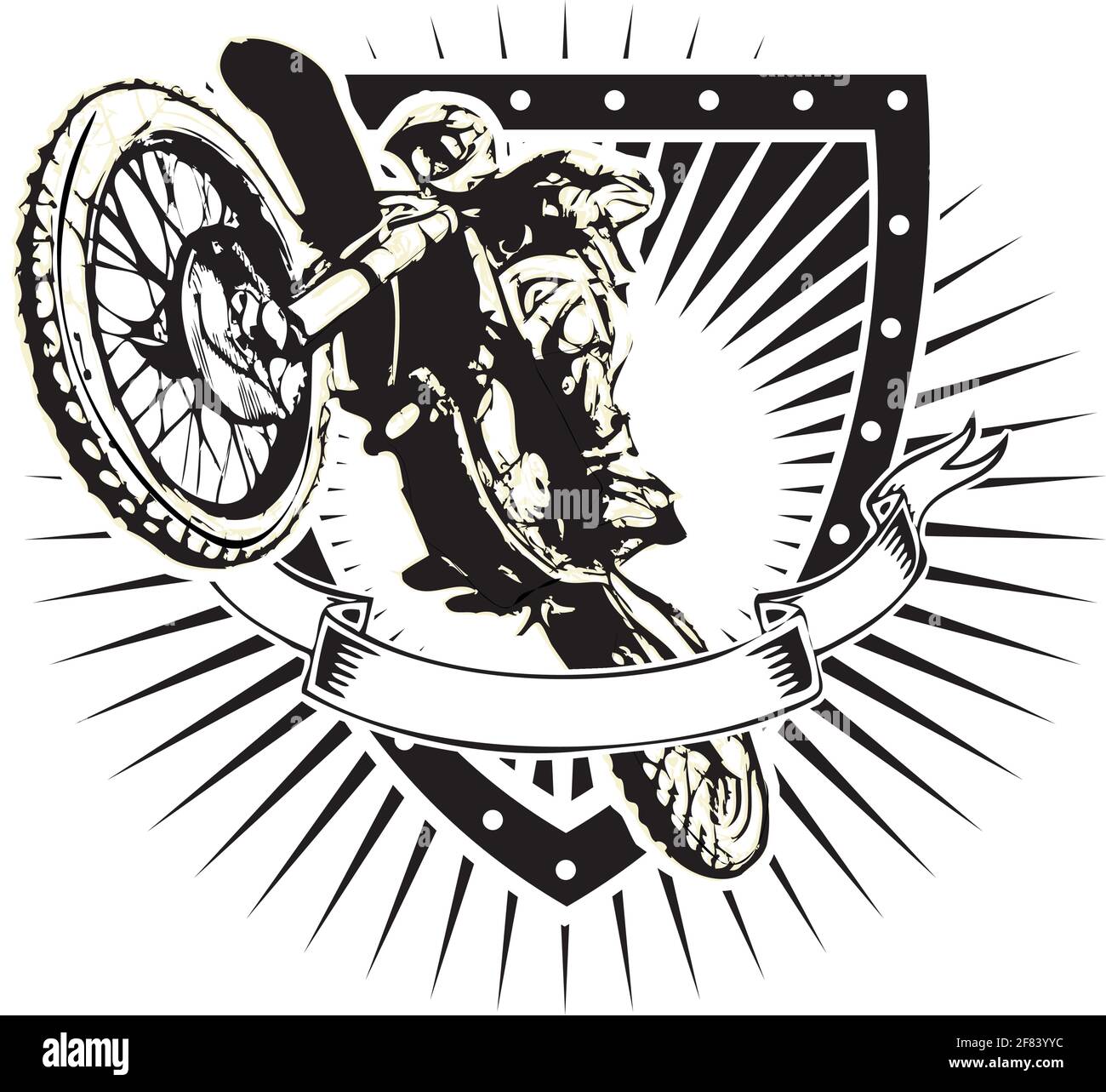 motocross vector illustration on the shield Stock Vector Image & Art