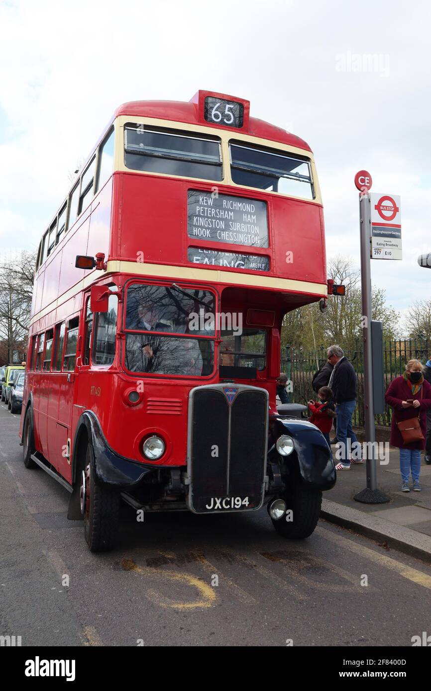 Route 65 Vintage London Bus Running Day, West London, UK, 11 April 2021,  photo by Richard Goldschmidt Stock Photo - Alamy