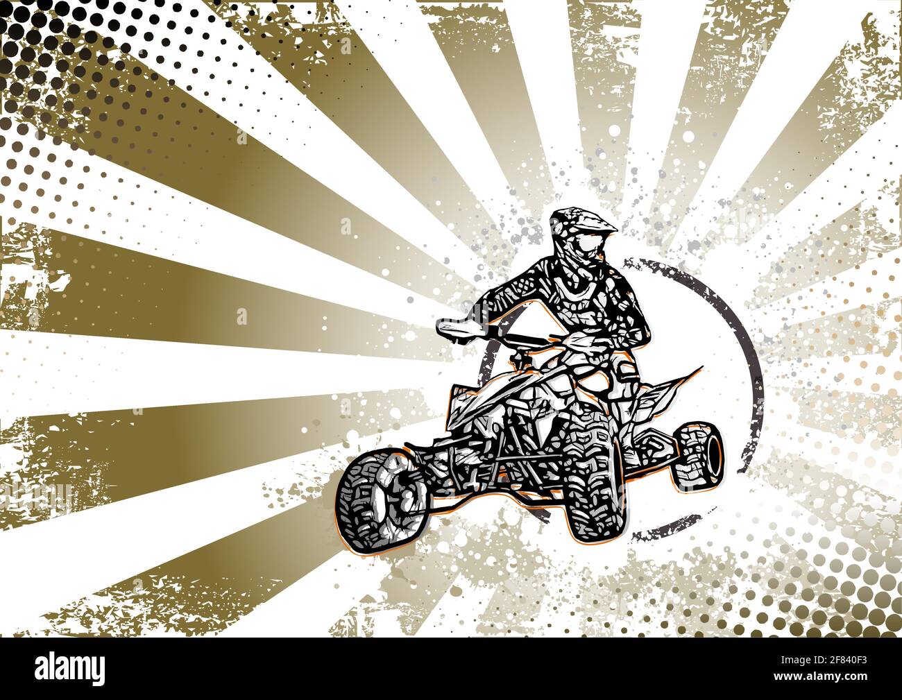 quad bike vector illustration on grungy background Stock Vector