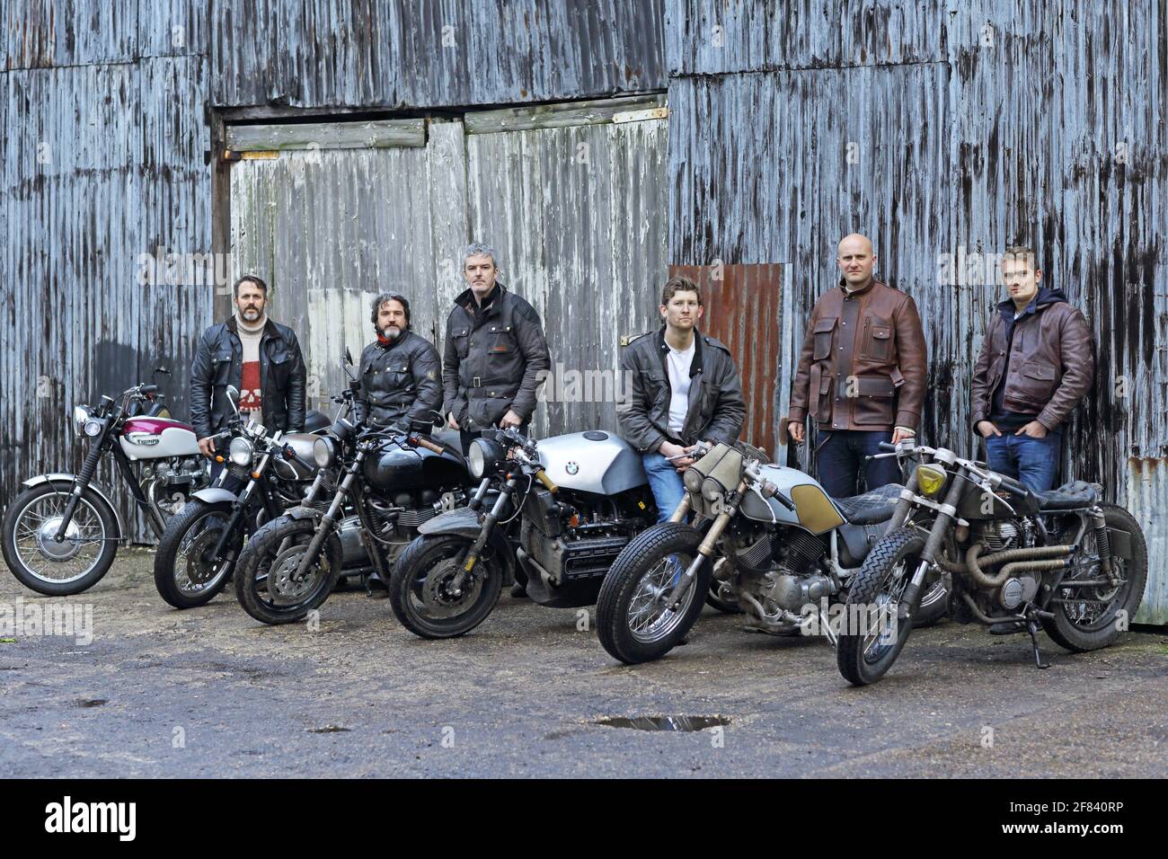 Group of motorcycle riders having a short break.Group of riders