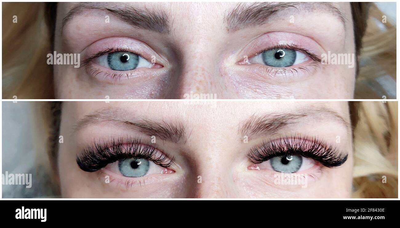 lash extension in beauty salon macro eye Stock Photo Alamy