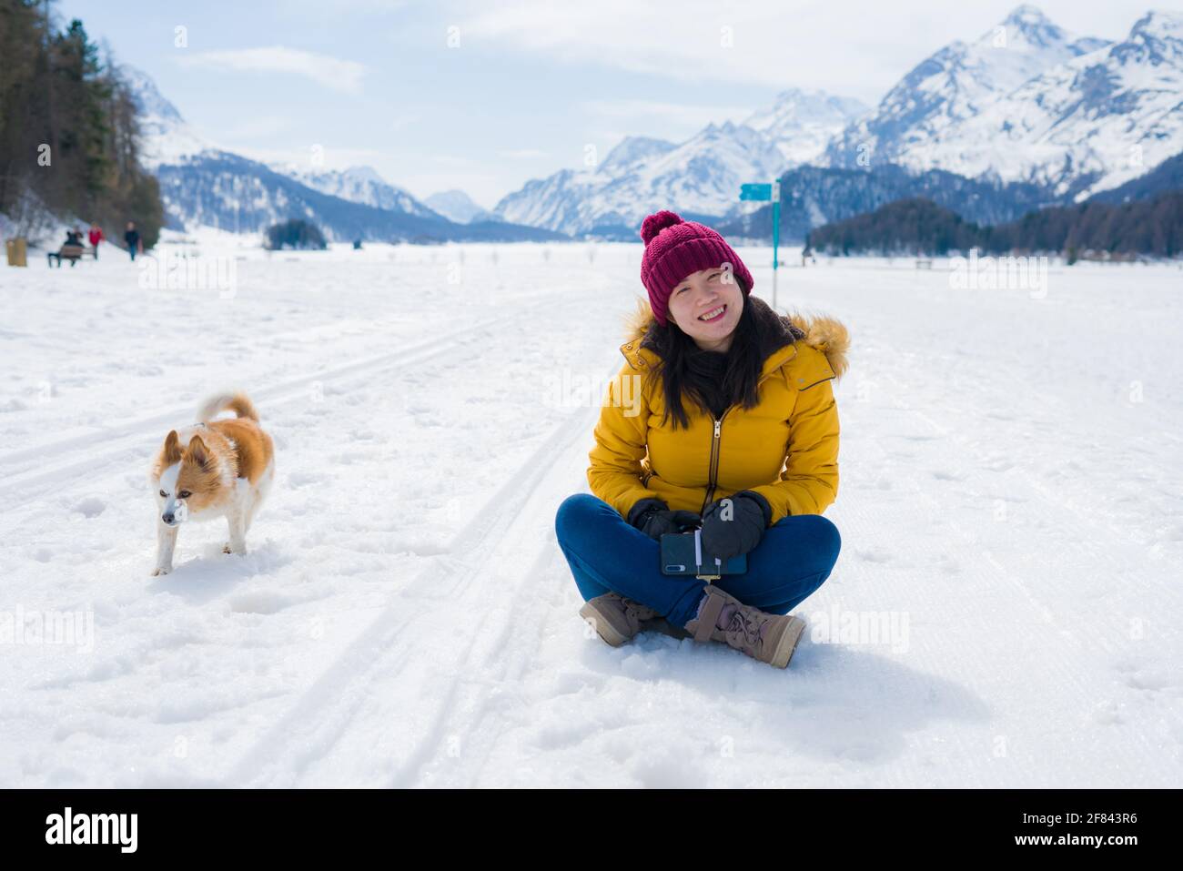 Winter holidays in the snow lifestyle portrait of young happy and