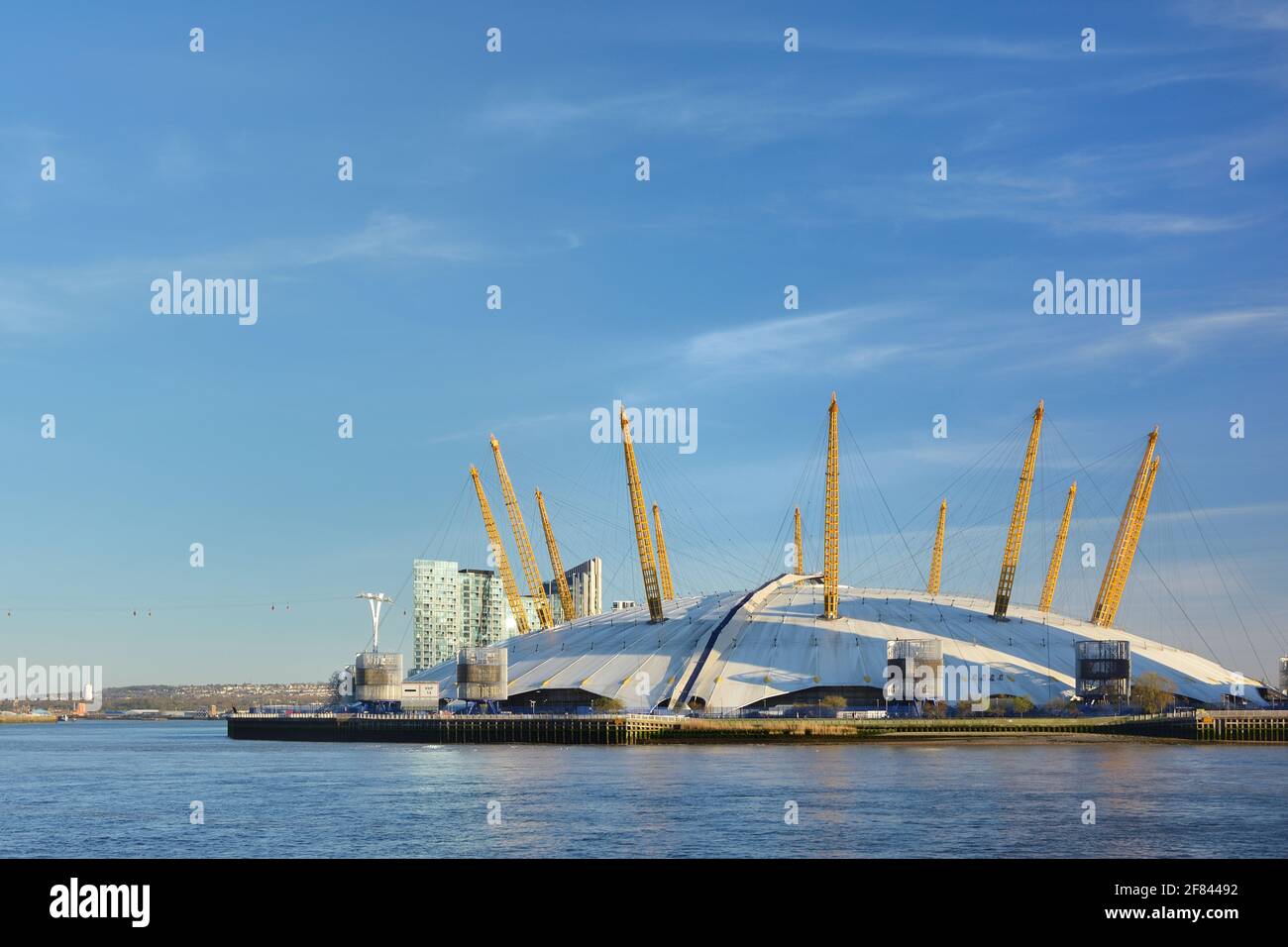 The O2 Arena in the Greenwich peninsula, dome tensile architecture, London, UK Stock Photo