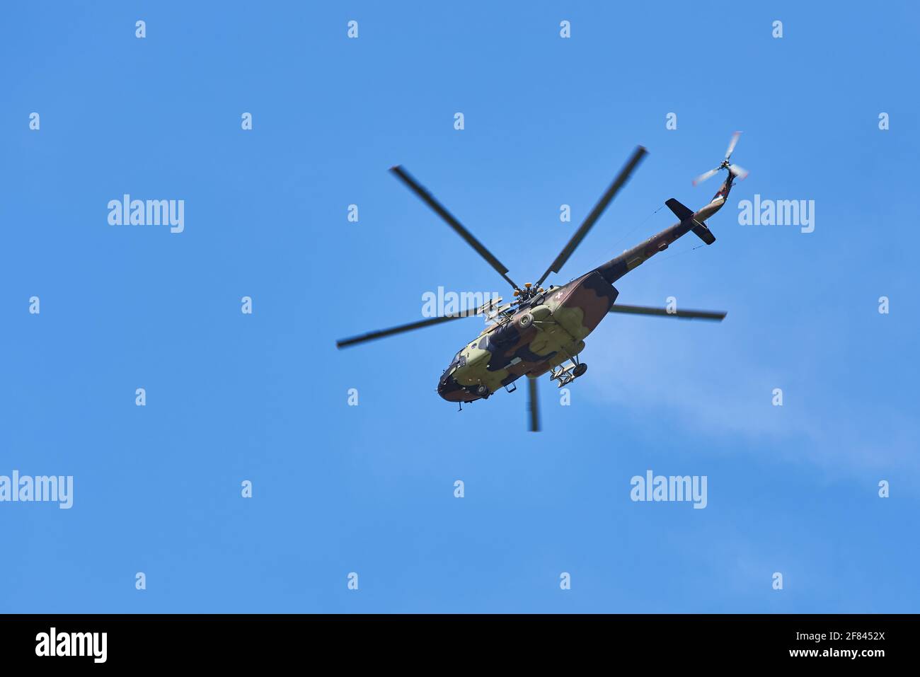 Mi17 military helicopter of the Serbian Airforce in flight in Belgrade