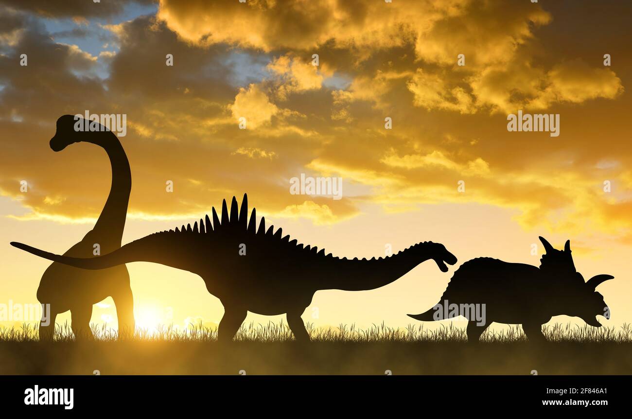 Dinosaur Sauropod, Ankylosaurus, Pterodactyl, Eggs, Tirannosaurus,  Stegosaurus, Fern Stock Illustration - Illustration of beast, background:  165002183