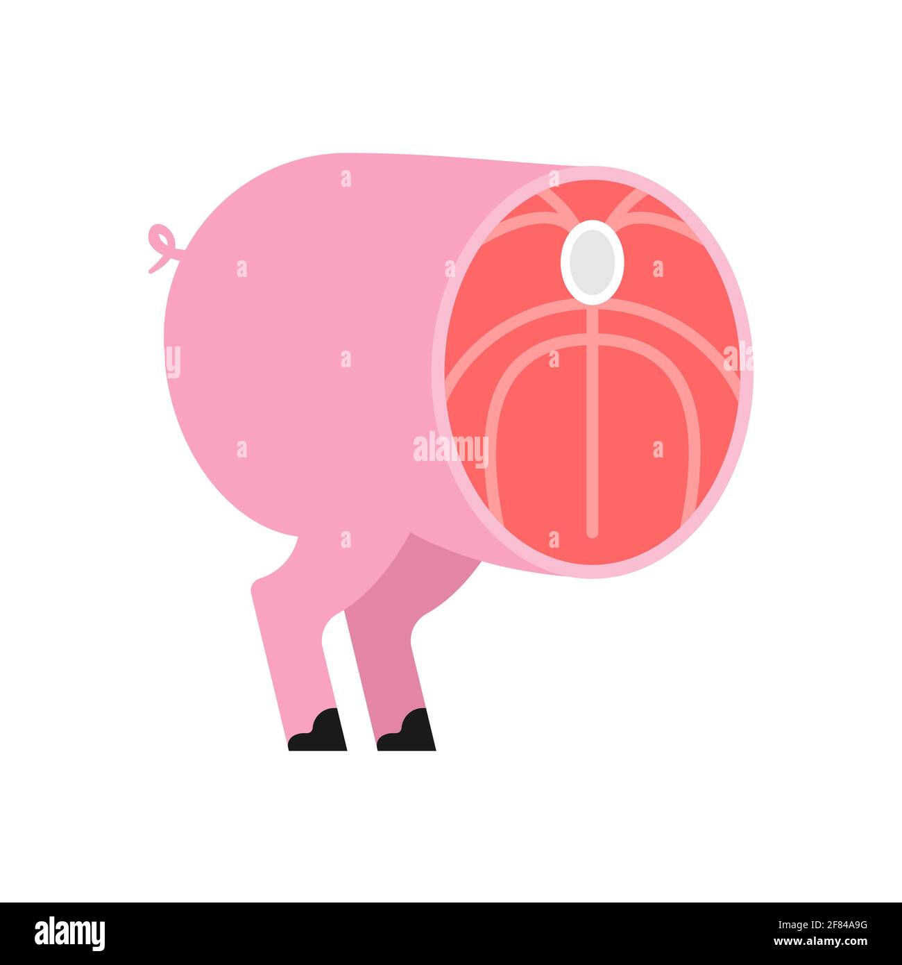 Cut pig. Pig entrails. vector illustration Stock Vector