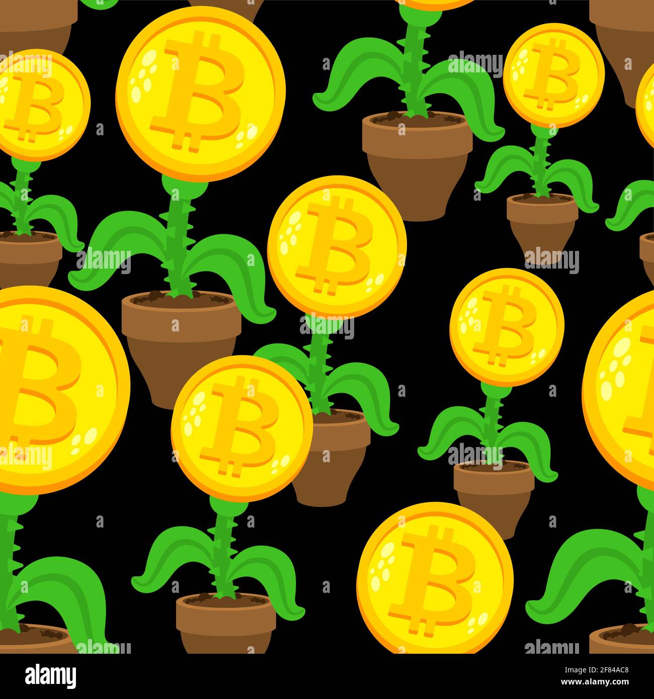Bitcoin plant in pot pattern seamless. Cryptocurrency flower background  Stock Vector Image & Art - Alamy