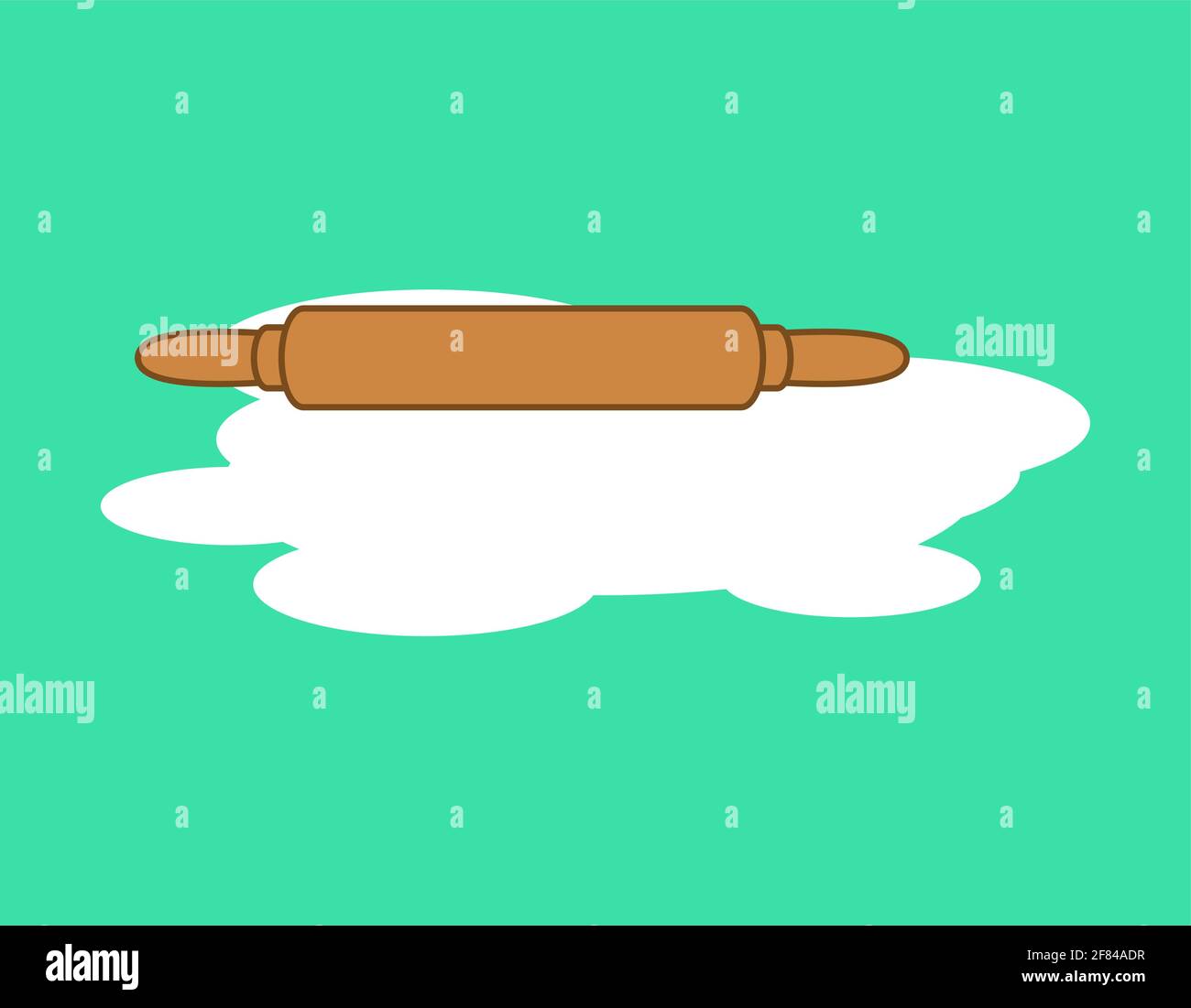 Dough and rolling pin isolated. bakery illustration Stock Vector