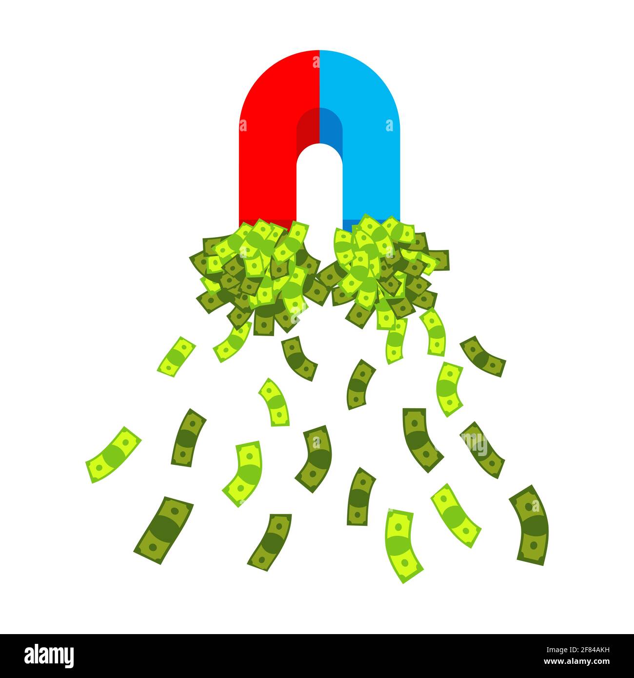 Money isolated. Attracting dollars. Concept Get rich vector illustration Stock