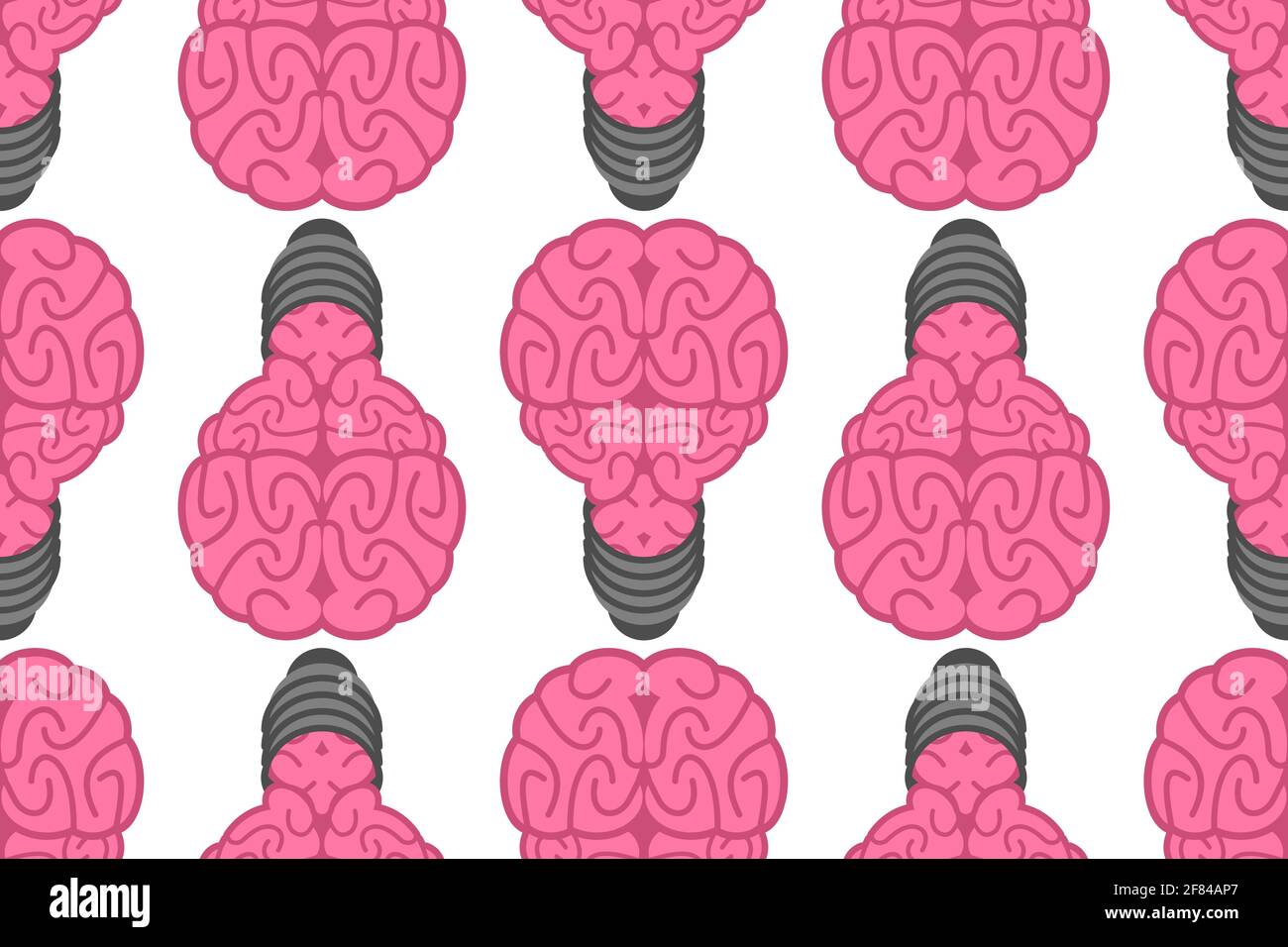 Brain is light bulb pattern seamless. Idea background. New ingenious Thought texture Stock Vector