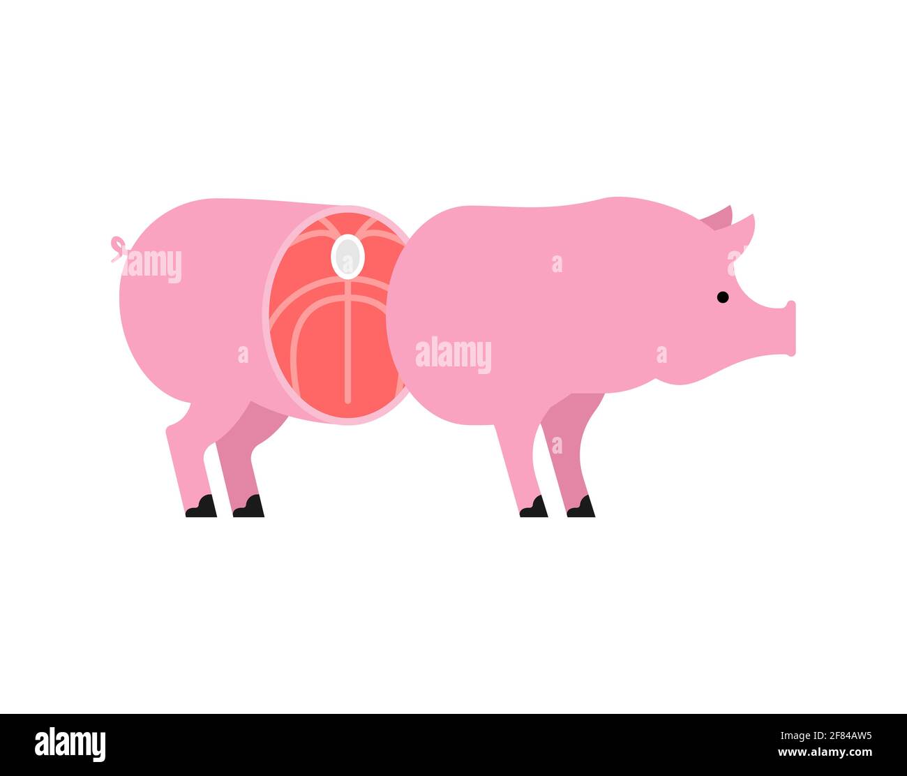Cut pig. Pig entrails. vector illustration Stock Vector