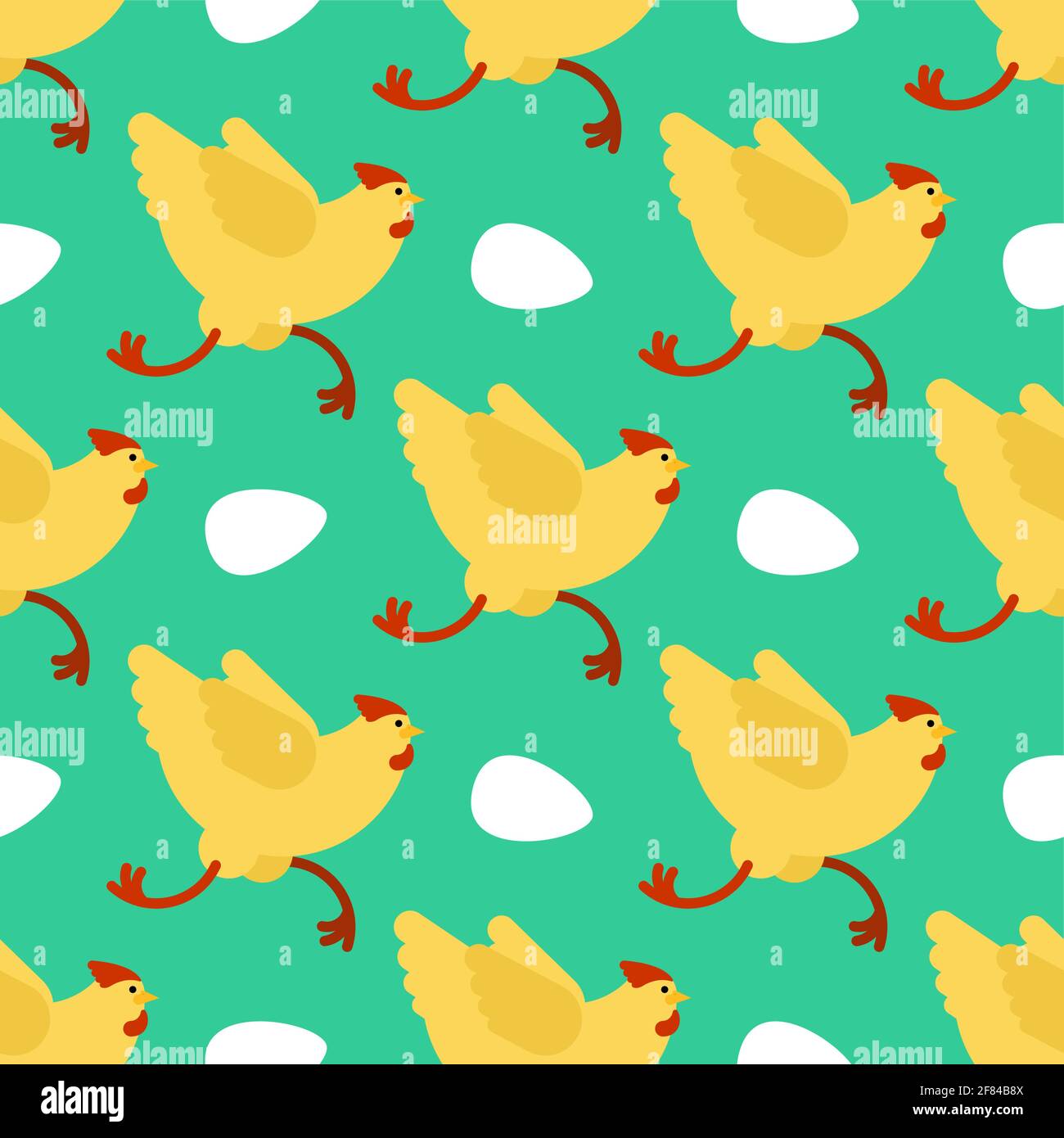 Chicken running pattern seamless. Chicken run background. vector texture Stock Vector