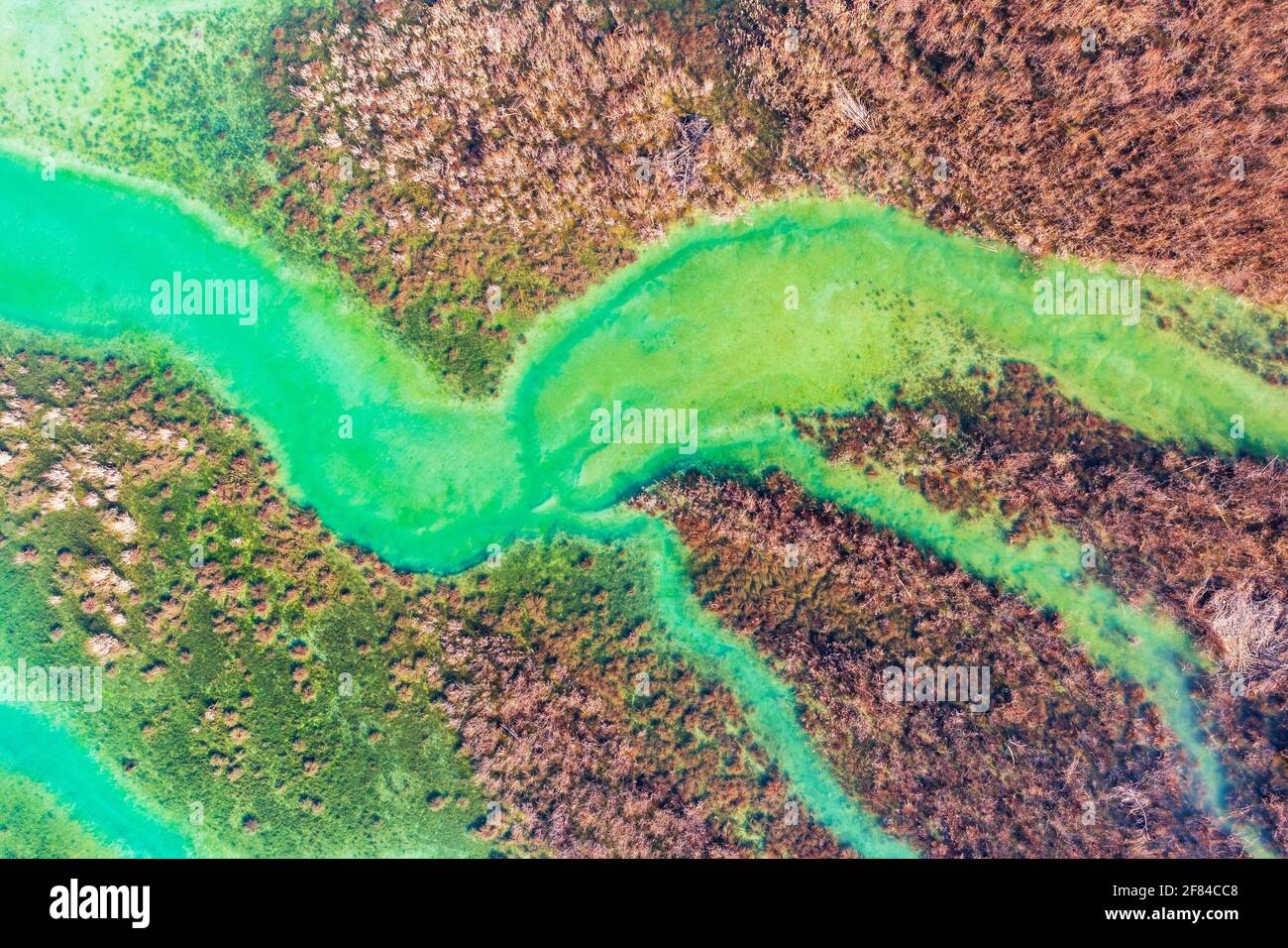 Isar at the inlet into the Sylvensteinsee, near Lenggries, Isarwinkel, drone image, Upper Bavaria, Bavaria, Germany Stock Photo