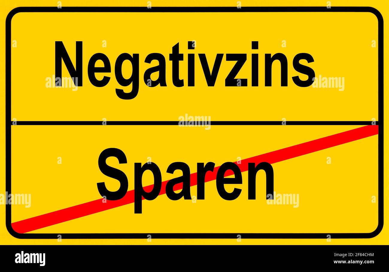 Symbolic image, local sign, negative interest on savings, penalty interest, Germany Stock Photo