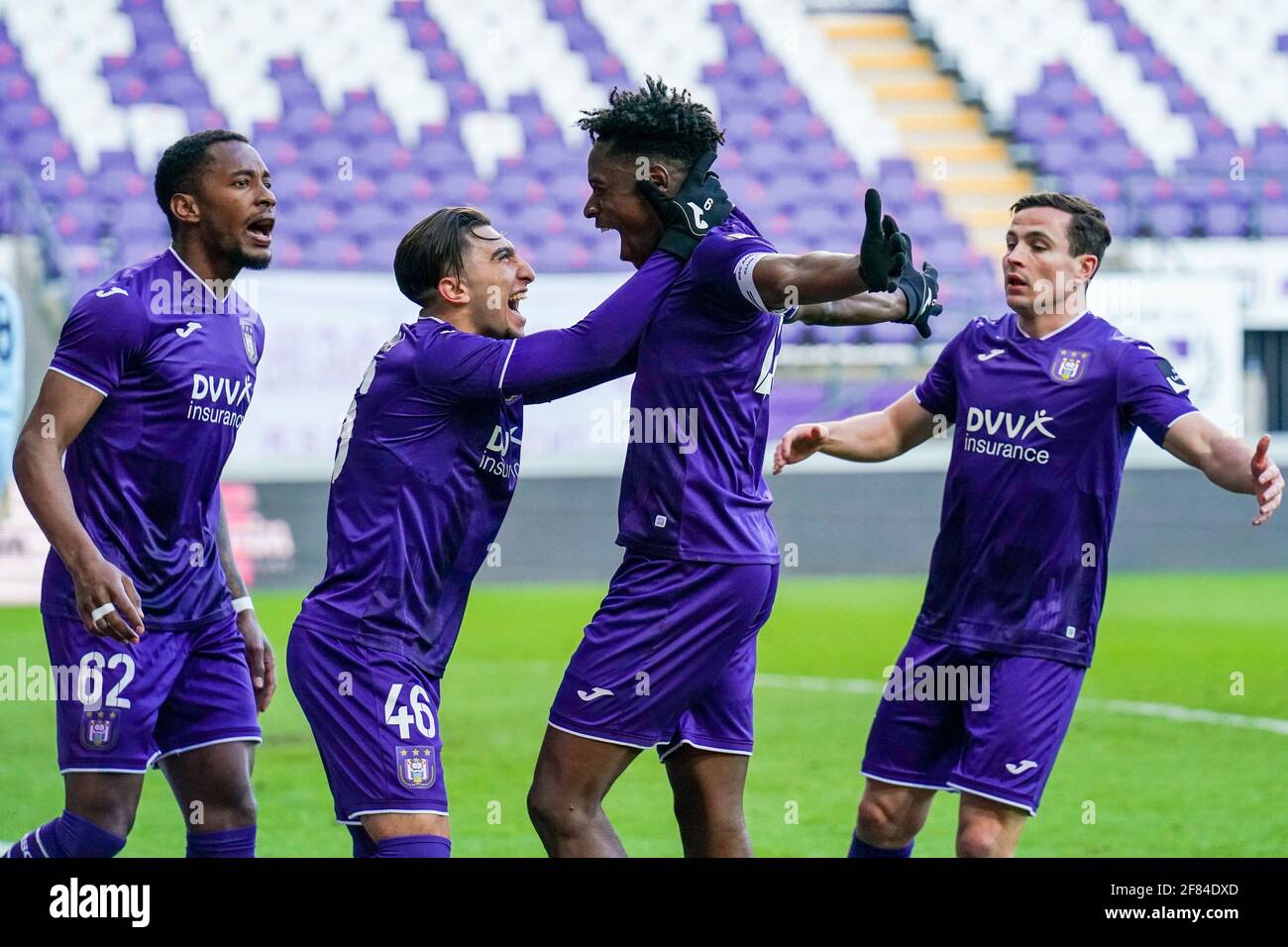 ANDERLECHT, BELGIUM - APRIL 11: 2-1 RSC Anderlecht, goal by Albert Sambi  Lokonga of RSC Anderlecht during the Jupiler Pro League match between RSC  And Stock Photo - Alamy