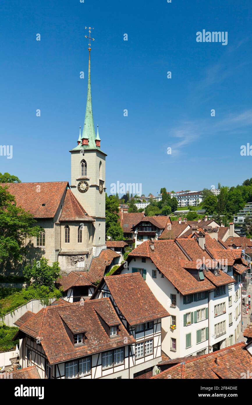 Church tower, Nydeggkirche, Old Town Bern, Switzerland Stock Photo