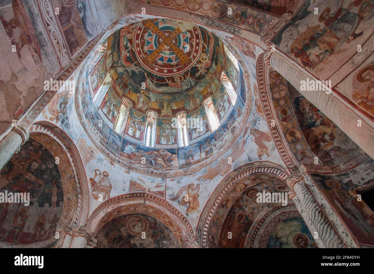 Fresco, Georgian Orthodox Nikortsminda Church, Caucasus Mountains, Racha Mountains, Tkibuli, Racha, Kutaisi, Georgia Stock Photo